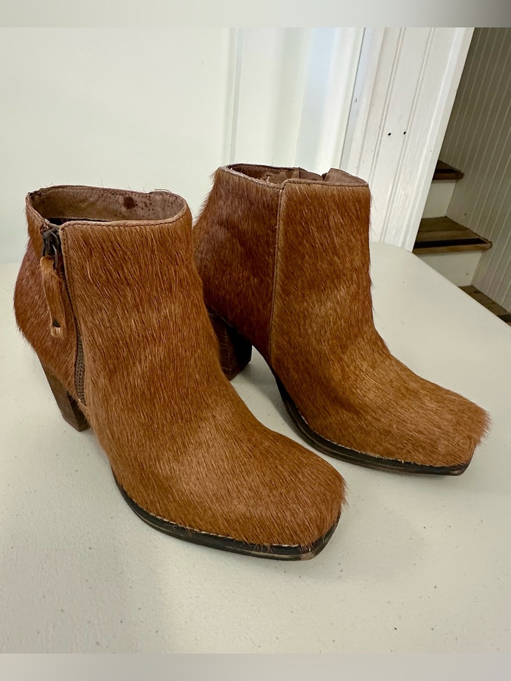 Women’s Vogue Chestnut Brown Calf Hair Ankle Boots